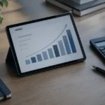 Google Ads yönetimi: ekranda yükselen reklam performansı grafiği