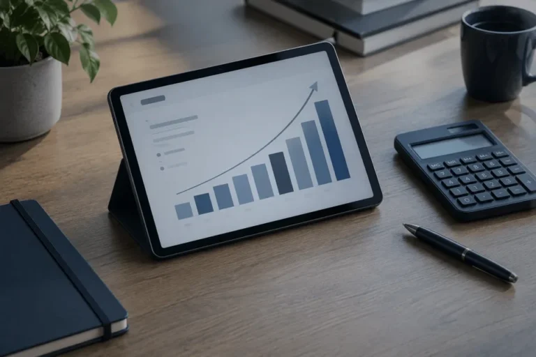 Google Ads yönetimi: ekranda yükselen reklam performansı grafiği