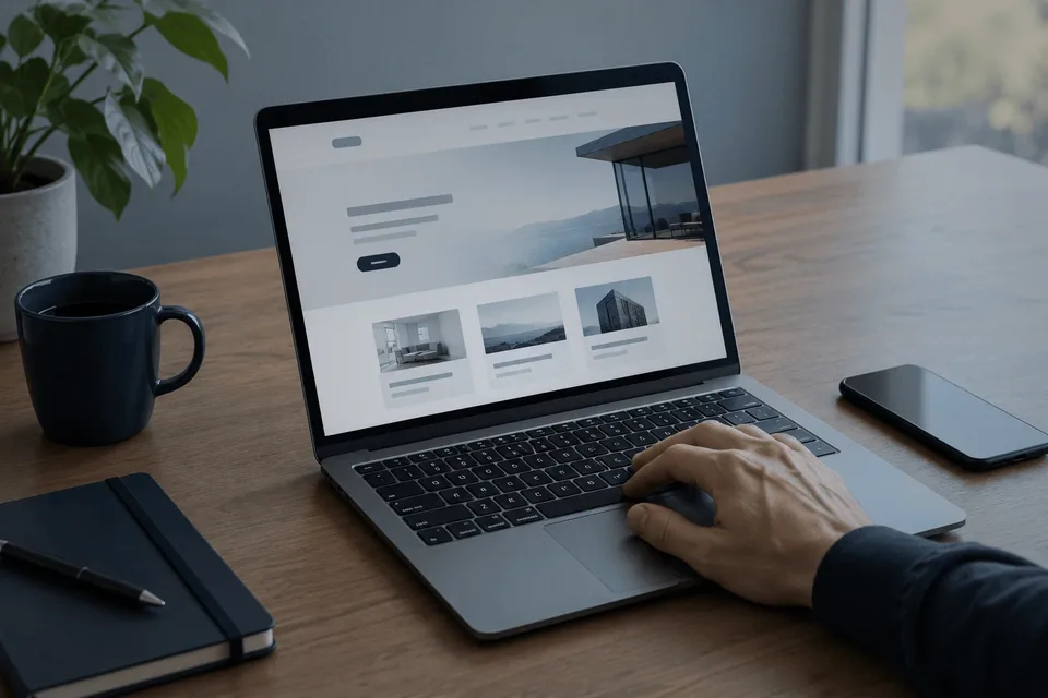 Web tasarım hizmeti: dizüstü bilgisayarda web sitesi taslağı